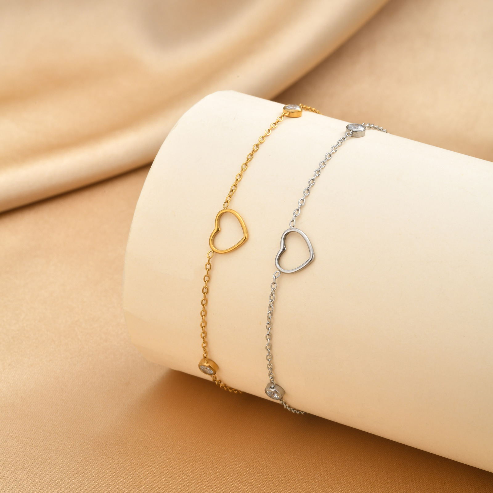 Jc Jewelry & Watches Photos - Vnox Minimalistische holle hart zirkonia enkelband