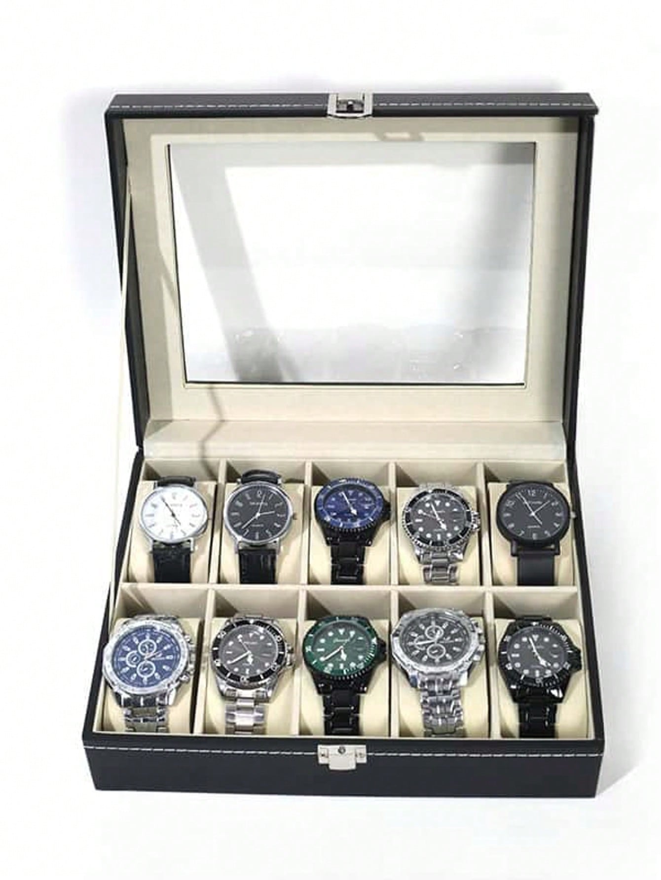 Leren horlogedoos met slot, gr - Watch Display Box recensie en prijs